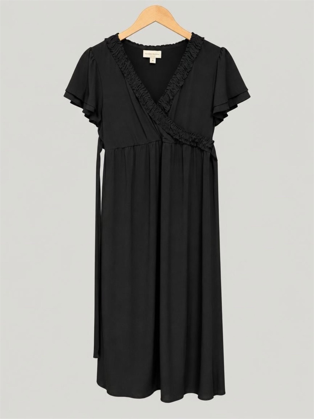 Liz Lange Black Ruffle-Trim Maternity Wrap Dress